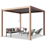 Toolport - primeyard pergola 3x3 m poteaux aspect bois en aluminium avec lames orientables en acier pavillon ... Toolport - primeyard pergola 3x3 m poteaux aspect bois en aluminium avec lames orientables en acier pavillon ...