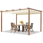 Toolport - primeyard pergola 3x4 m pavillon avec toit rtractable - construction en acier aspect bois ...