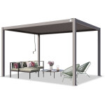 Primeyard pergola 3x4 m poteaux en aluminium avec lames orientables en acier pavillon gris