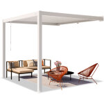 Primeyard pergola adoss�e 3x3 m poteaux en aluminium blancs avec lames orientables en acier