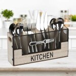Mod�le principal a porte - couverts en bois 4 compartiments, rangement � couverts pour table, rangement ...