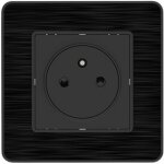 Prise 2 p�les + terre 16a encastrable easy eject mod�le kouro m�tal noir bross� zenitech