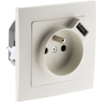Prise 2p + t 16a encastrable �quip�e d'une prise usb 2, 1a - blanc zenitech