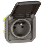 Prise de courant 2p + t �tanche plexo 16a 250v ip55 ik08 avec enjoliveur - finition anthracite legrand ...