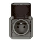 Prise de courant 2p + t �tanche plexo 16a 250v ip55 ik08 avec enjoliveur - finition anthracite legrand ...