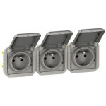 Prise de courant �tanche - plexo - composable legrand 3 x 2p + t - 16 a - gris - ip55 - horizontale - ...