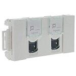 Prise double rj45 programme mosaic goulotte clippage direct cat. 5e ftp 3 modules lcs'�