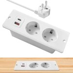 Prise encastrable de table avec usb, prise encastrable plan de travail pd20w, multiprise int�gr�e avec ...