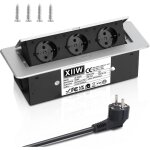 Prise escamotable en aluminium, prise escamotable pour table, multiprise encastrable � 3 prises avec ...