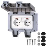 Prise étanche complète extérieure 16 a ip66 avec interrupteur, boîte de dérivation étanche, interrupteur ... Prise étanche complète extérieure 16 a ip66 avec interrupteur, boîte de dérivation étanche, interrupteur ...