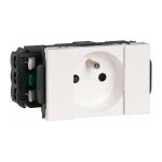 Prise 2p + t 16a blanche format 45mm � clipsage direct pour goulotte raccordement lat�ral prog mosaic ...
