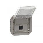 Prise informatique rj45 cat�gorie 6a stp �tanche � volet plexo ip55 avec enjoliveur - finition gris legrand ...