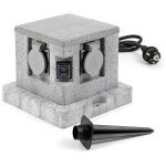 Wiltec multiprise de jardin quadruple ? 4 prises ? 194 x 194 x 165 mm ? design granit ? en pp ? avec ...