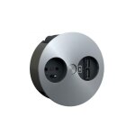 Prise plan de travail delta - multiprise 1 prise + 2 usb - a  encastrer inox