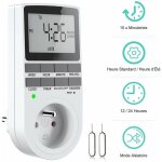 Prise programmable digitale, minuterie num�rique hebdomadaire avec ecran lcd, minuterie prise electrique ...