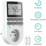 Prise programmable digitale, minuterie num�rique hebdomadaire avec ecran lcd, minuterie prise electrique ...
