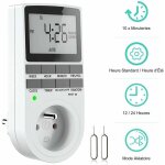 Prise programmable digitale, minuterie num�rique hebdomadaire avec ecran lcd, minuterie prise electrique ...