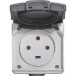 Prise saillie �tanche 3p + t 20a � volet legrand plexo gris