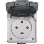 Prise saillie �tanche 3p + t 20a � volet legrand plexo gris