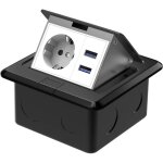 Prise de sol �tanche encastr�e sur comptoir 1 prise 2 usb pour cuisine (noir)