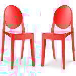 Privatefloor - lot de 2 chaises de salle à manger transparentes - victoria queen rouge Privatefloor - lot de 2 chaises de salle à manger transparentes - victoria queen rouge