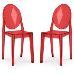 Privatefloor - lot de 2 chaises de salle � manger transparentes - victoria queen rouge transparent