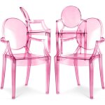 Privatefloor - lot de 4 chaises de salle  manger - transparentes - design avec accoudoirs - louis xiv ...