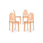 Privatefloor - lot de 4 chaises de salle � manger transparentes - victoria queen orange transparent