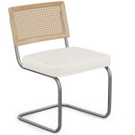 Privatefloor - chaise de salle  manger avec accoudoirs en bouclette fausse fourrure tapisse - boucles ...