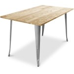 Privatefloor - table  manger rectangulaire - design industriel - bois - troy acier