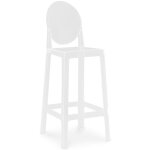 Privatefloor - tabouret de bar avec dossier - design transparent - 75cm - victoria queen blanc