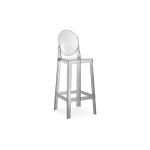 Privatefloor - tabouret de bar avec dossier - design transparent - 75cm - victoria queen gris transparent ...