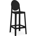 Privatefloor - tabouret de bar avec dossier - design transparent - 75cm - victoria queen noir