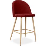 Privatefloor - tabouret tapiss� en tissu - design scandinave - 66cm - evelyne rouge