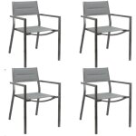 Pro et discount - lot de 4 chaises de jardin exterieur empilable fauteuil terrasse en aluminium