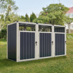 Pro. tec - cache poubelle tarbek 3 places avec portes � poign�e 121 x 219 x 82 cm gris anthracite [ ] ...
