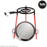[produit d'occasion] ensemble de po�les � paella polies 46cm avec tr�pied et br�leur � gaz 400mm vaello. ...