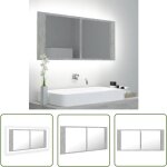 Prolenta premium - the living store armoire de salle de bain � miroir led gris b�ton acrylique - armoire ...