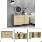 The living store buffet ch�ne sonoma 104x35x70 cm bois d'ing�nierie - buffet industriel - meuble rangement ...