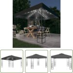 Prolenta premium - the living store chapiteau de jardin avec lumi�res led 3x3 m anthracite - tonnelle ...