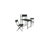 Proloisirs - set table avec 2 chaises pliantes balcon en acier - graphite