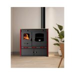 Prometey - po�le � bois � bois perfect lux eco, plaque sup�rieure en fonte chemin�e � droite