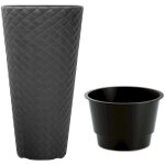 Grand pot en rotin synth�tique 23 litres couleur anthracite 30 x 55 cm - anthracite