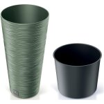 Pot de fleurs rond avec reserve deau 15 l vert - furu