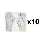 Euro protection - 10 paires de gants cuir tout fleur poignet tricot europrotection mo2250 - taille: 10 ...