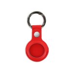 Protection en cuir pu avec attache porte - cl� pour airtag - rouge