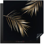 Protection plaque induction feuilles - plantes - or - noir - luxe couvre plaque de cuisson 78x78 cm