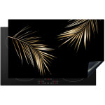 Protection plaque induction feuilles - plantes - or - noir - luxe couvre plaque de cuisson 83x51 cm