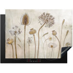 Protection plaque induction fleurs - aquarelle - nature morte - marron - vintage couvre plaque de cuisson ...