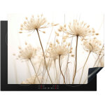 Protection plaque induction fleurs - blanc - lumi�re du soleil couvre plaque de cuisson 71x52 cm